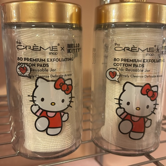 Hello Kitty gold cotton pads jar set of 2 - Picture 2 of 3